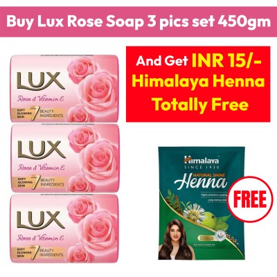 Lux rose soap 3 pics set 450gm + Himalaya Henna Free