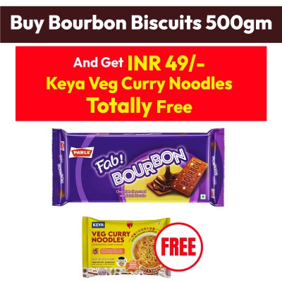 Bourbon biscuits 500gm + Keya Veg Curry Noodles Free
