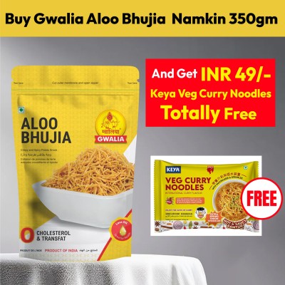 Gwalia Aloo Bhujia  Namkin 350gm + Keya Veg Curry Noodles Free