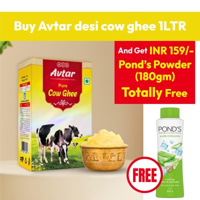 Avtar desi cow ghee 1LTR + Pond's Powder Free 180gm