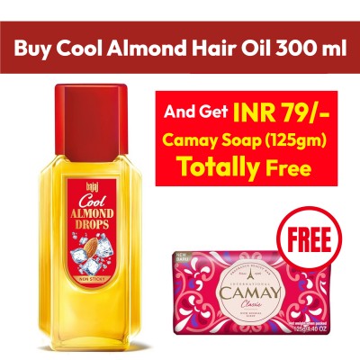 Bajaj Cool Almond Hair Oil + Camay Soap Free 125gm