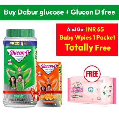 Dabur glucose + Glucon D free +  Baby Wpies 1 Packet Free