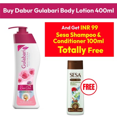 Dabur Gulabari Body Lotion 400ml + Sesa Shampoo & Conditioner 100ml